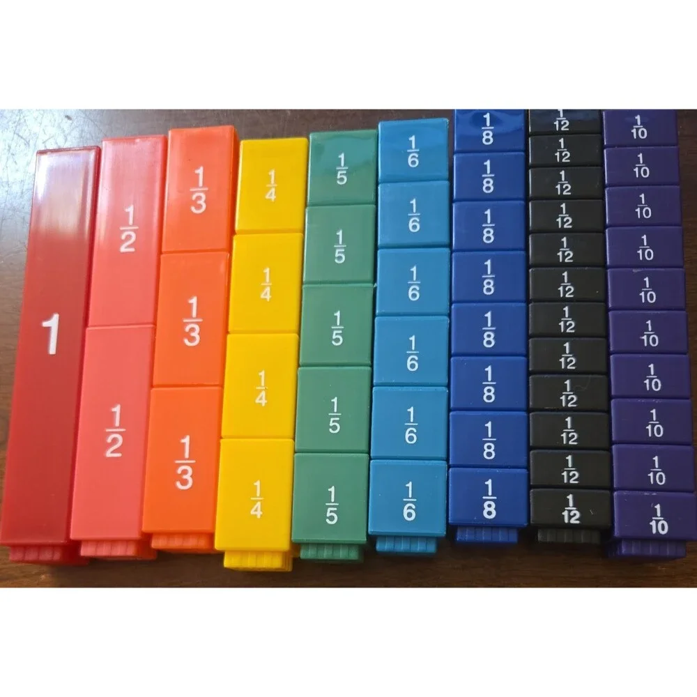 ETA Cuisenaire Fraction Tower Cubes Multicolored Fraction, Decimal, Percent